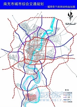 南充城市骨干路网:一环三联十射五横五纵图片